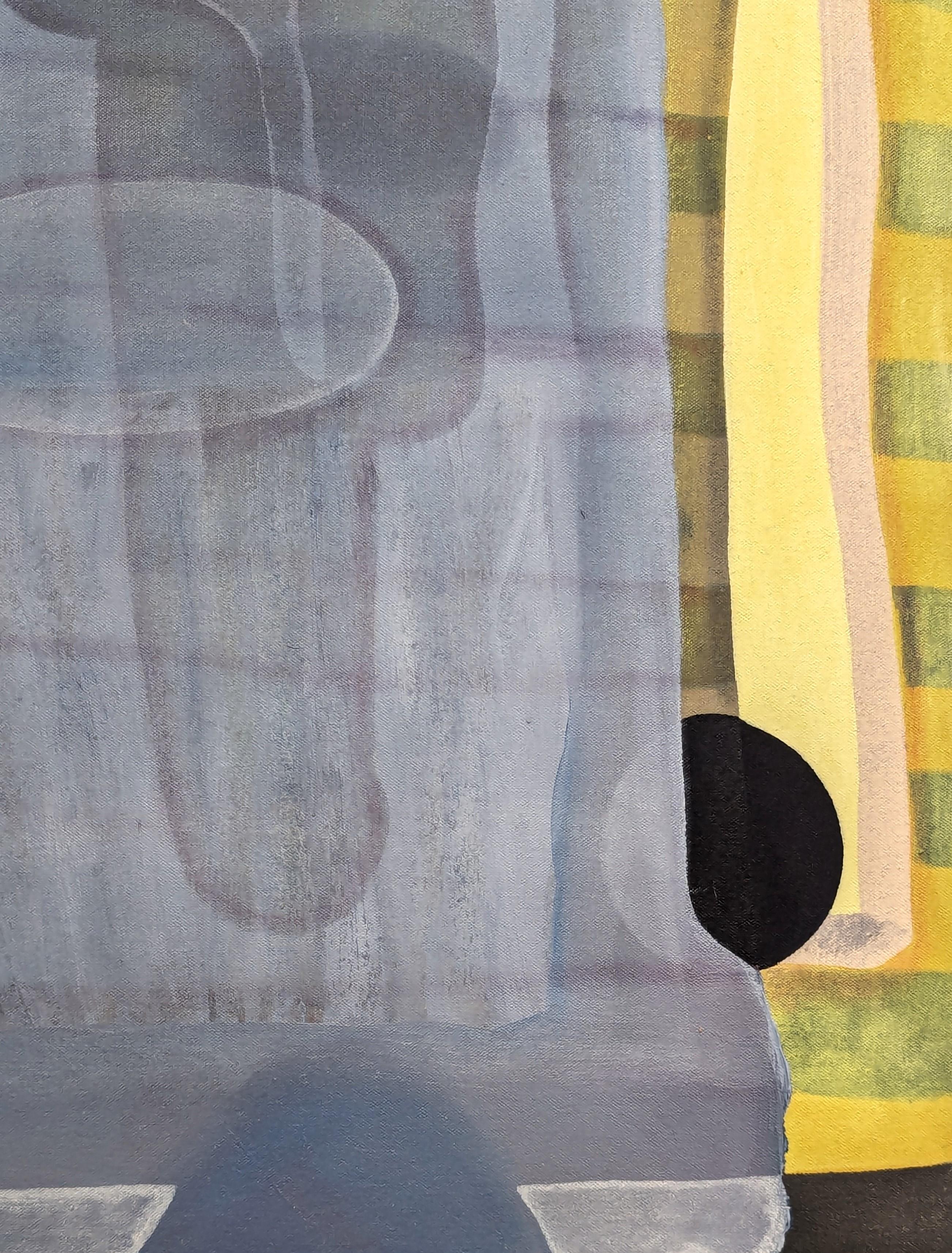 Sans titre (CVS112) Abstrait géométrique contemporain bleu, vert et jaune en vente 2