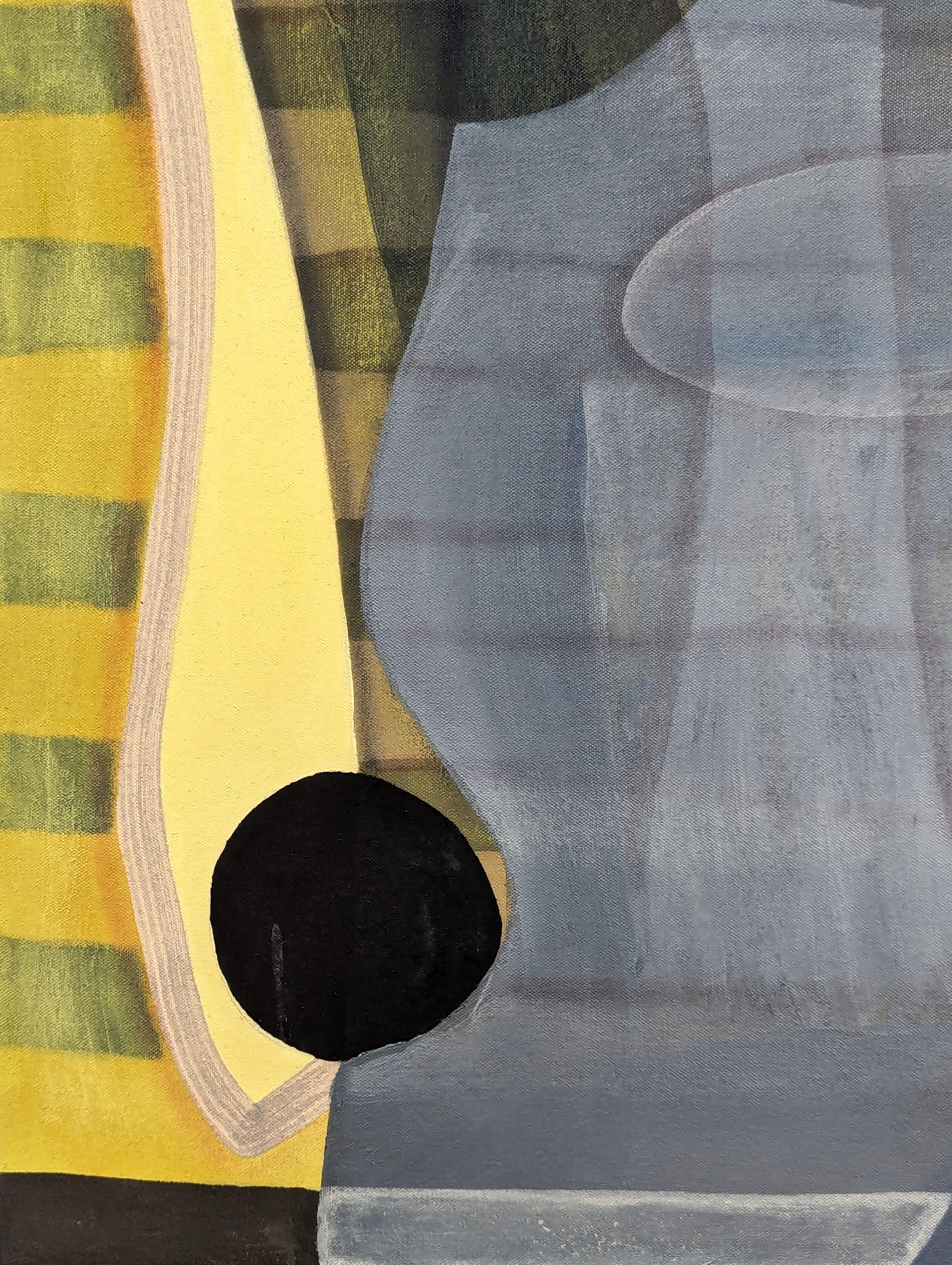 Sans titre (CVS112) Abstrait géométrique contemporain bleu, vert et jaune en vente 3