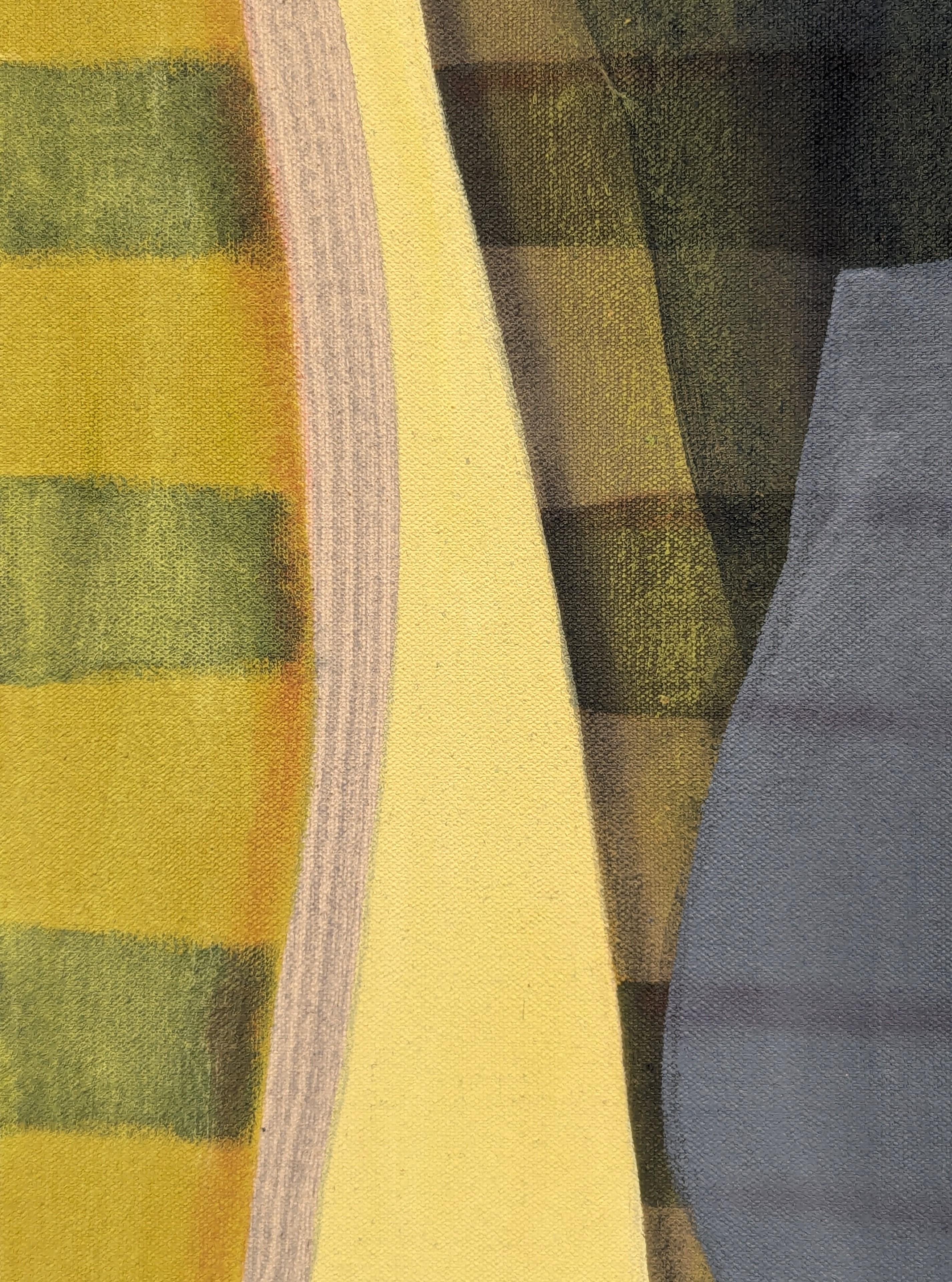 Sans titre (CVS112) Abstrait géométrique contemporain bleu, vert et jaune en vente 5