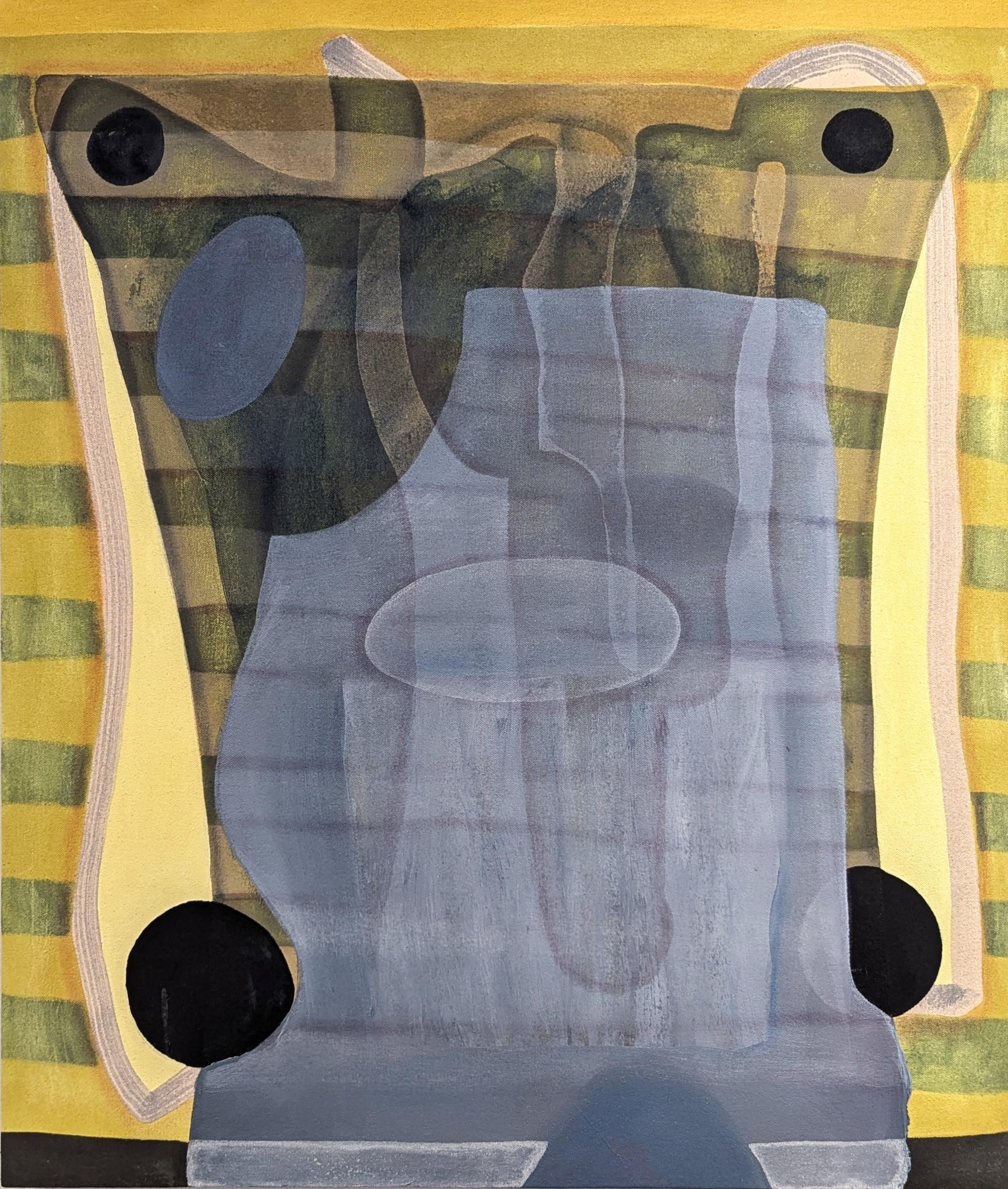Sans titre (CVS112) Abstrait géométrique contemporain bleu, vert et jaune - Mixed Media Art de Max Manning