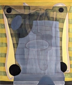 "Sin título (CVS112)" Abstracto geométrico contemporáneo azul, verde y amarillo