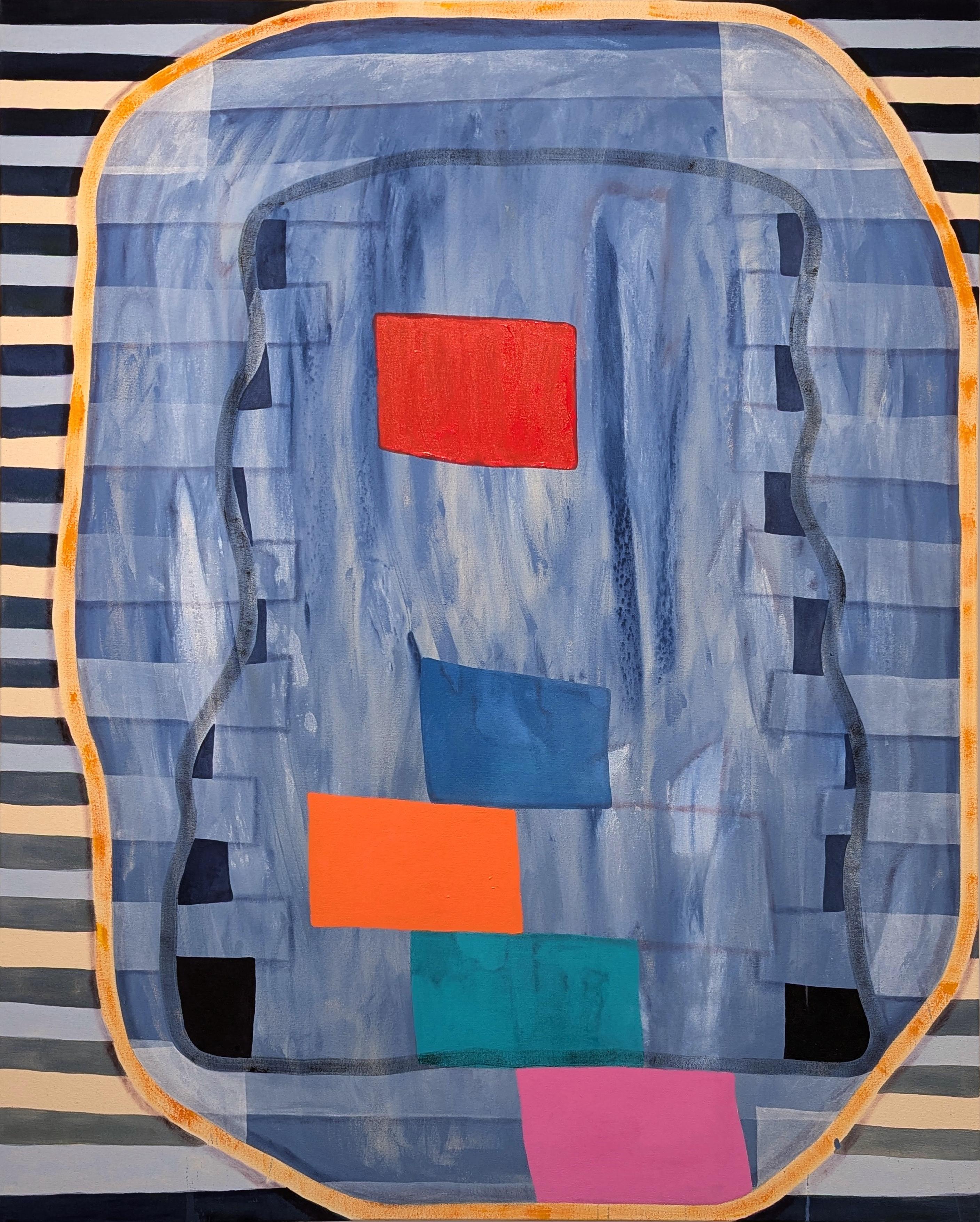 "Senza titolo (CVS132)" Pittura astratta geometrica colorata contemporanea di grandi dimensioni - Mixed Media Art di Max Manning