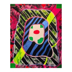 “Untitled (CVS133)” Large Contemporary Colorful Neon Geometric Abstract Painting