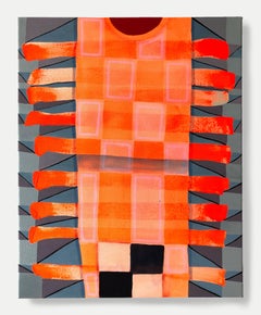 “Untitled (CVS166)” Contemporary Orange and Pink Geometric Abstract Painting