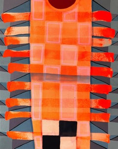 “Untitled (CVS166)” Contemporary Orange and Pink Geometric Abstract Painting