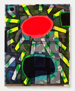 “Untitled (CVS175)” Contemporary Pink, Green, & Teal Geometric Abstract Painting