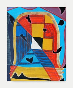“Untitled (CVS272)” Contemporary Red, Blue, & Yellow Geometric Abstract Painting