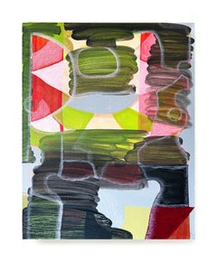 "Sin título (CVS273)" Pintura abstracta geométrica contemporánea en rojo, azul y verde