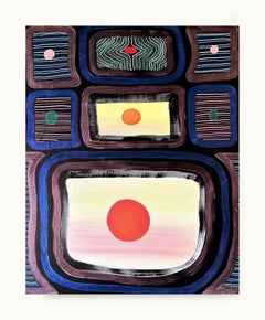 “Untitled (CVS275)” Contemporary Blue, Purple, & Red Geometric Abstract Painting