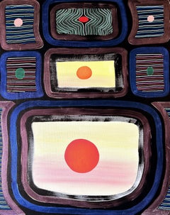 “Untitled (CVS275)” Contemporary Blue, Purple, & Red Geometric Abstract Painting