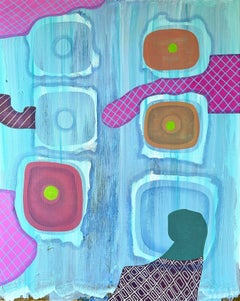 “Untitled (CVS277)” Contemporary Blue, Purple, & Red Geometric Abstract Painting