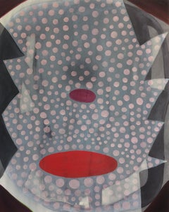 “Untitled (CVS70)” Contemporary Blue, Pink, & Red Geometric Abstract Painting