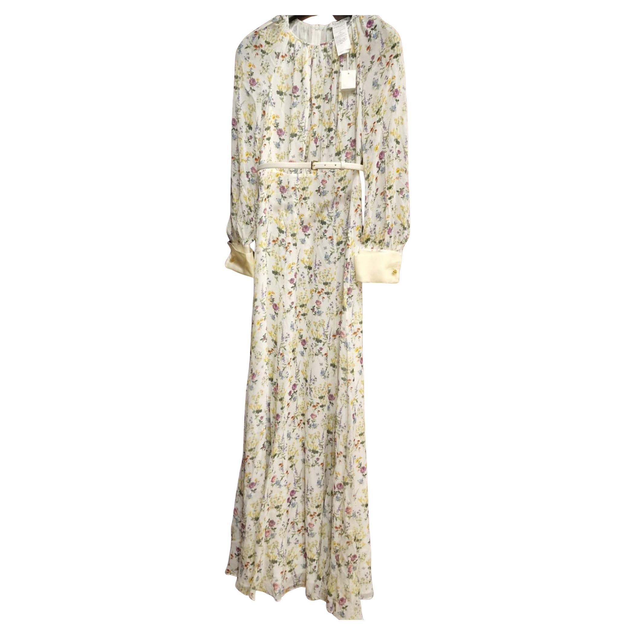 Max Marli  Abito in seta floreale lungo fino al pavimento  Max Mara è realizzato in organza di seta in vendita