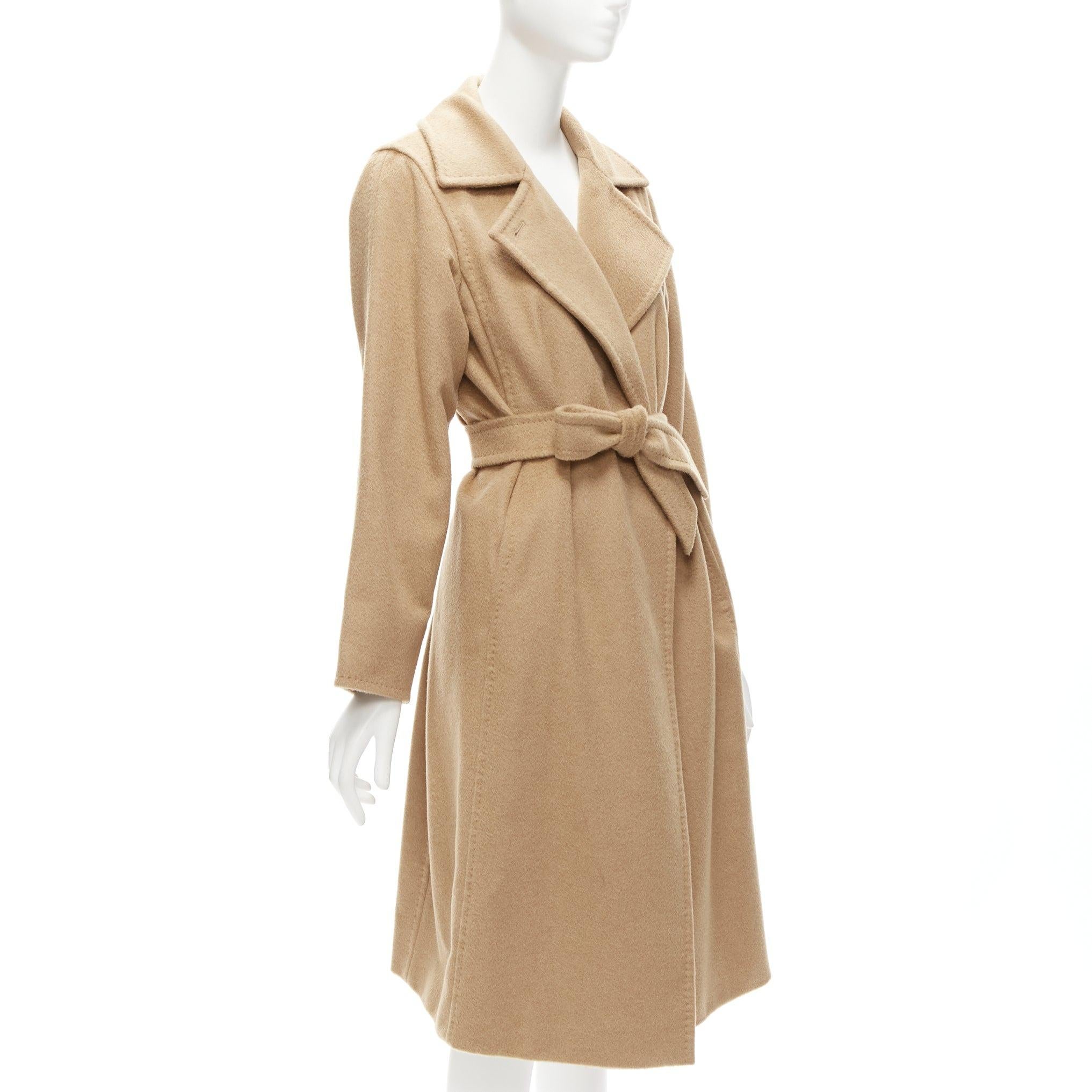 MAX MARA 100% camel tan collared longline belted wrap coat FR36 S In Good Condition In Hong Kong, NT