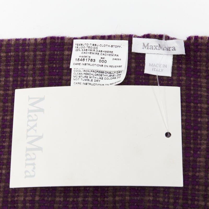 MAX MARA 100% cashmere brown purple woven tassel fringe scarf For Sale 2