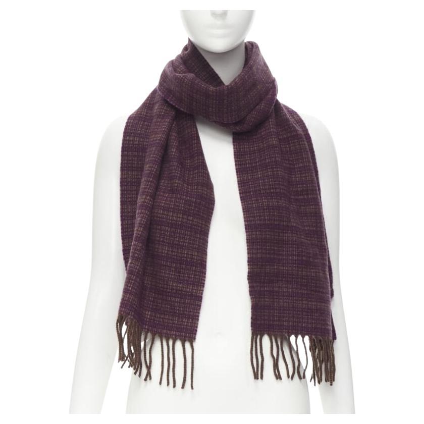 MAX MARA 100% cashmere brown purple woven tassel fringe scarf For Sale