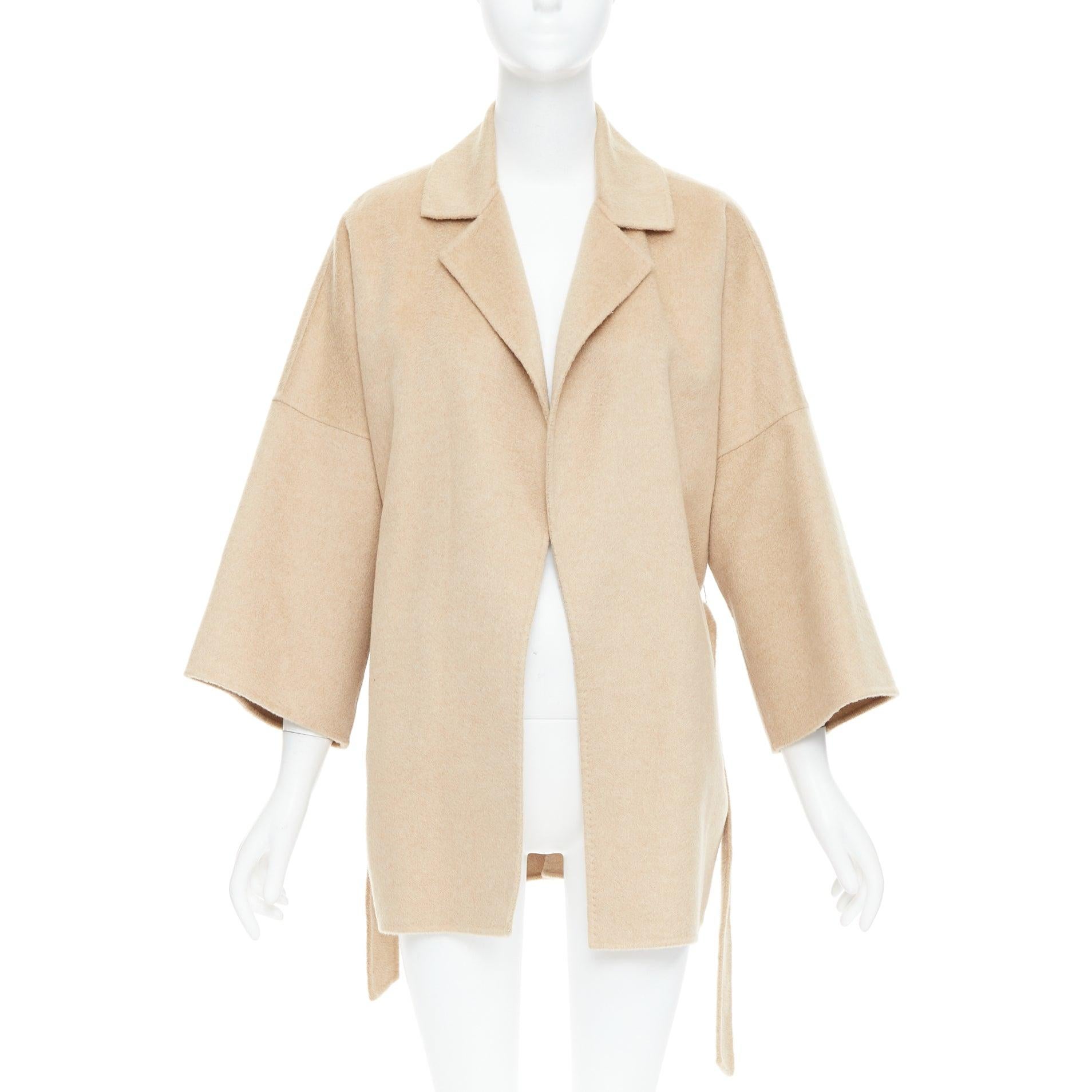 Beige MAX MARA 100% double faced cashmere belted camel tan coat IT38 XS For Sale