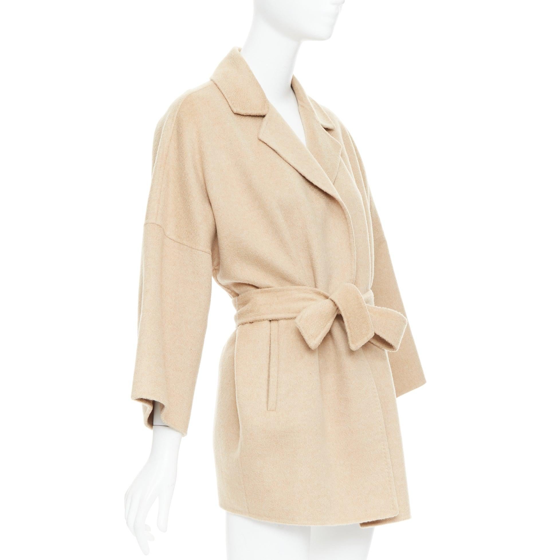 MAX MARA 100% double faced cashmere belted camel tan coat IT38 XS In Good Condition For Sale In Hong Kong, NT