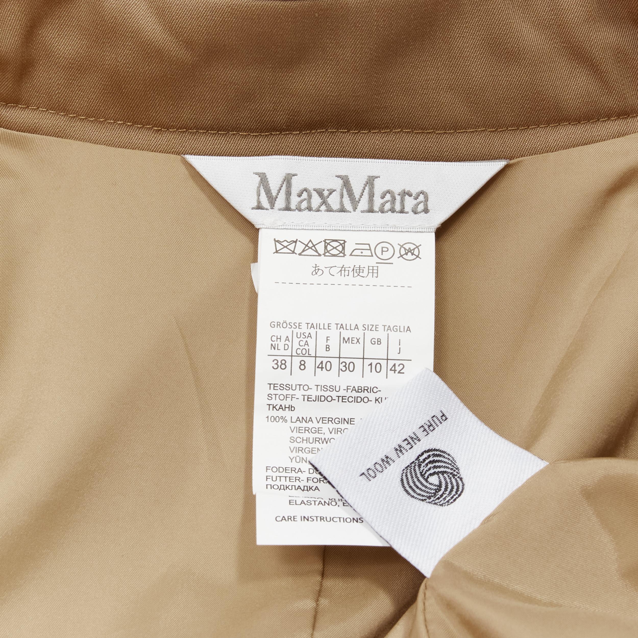 MAX MARA 100% virgin wool tan wrap tie trench coat dress IT42 M For Sale 4