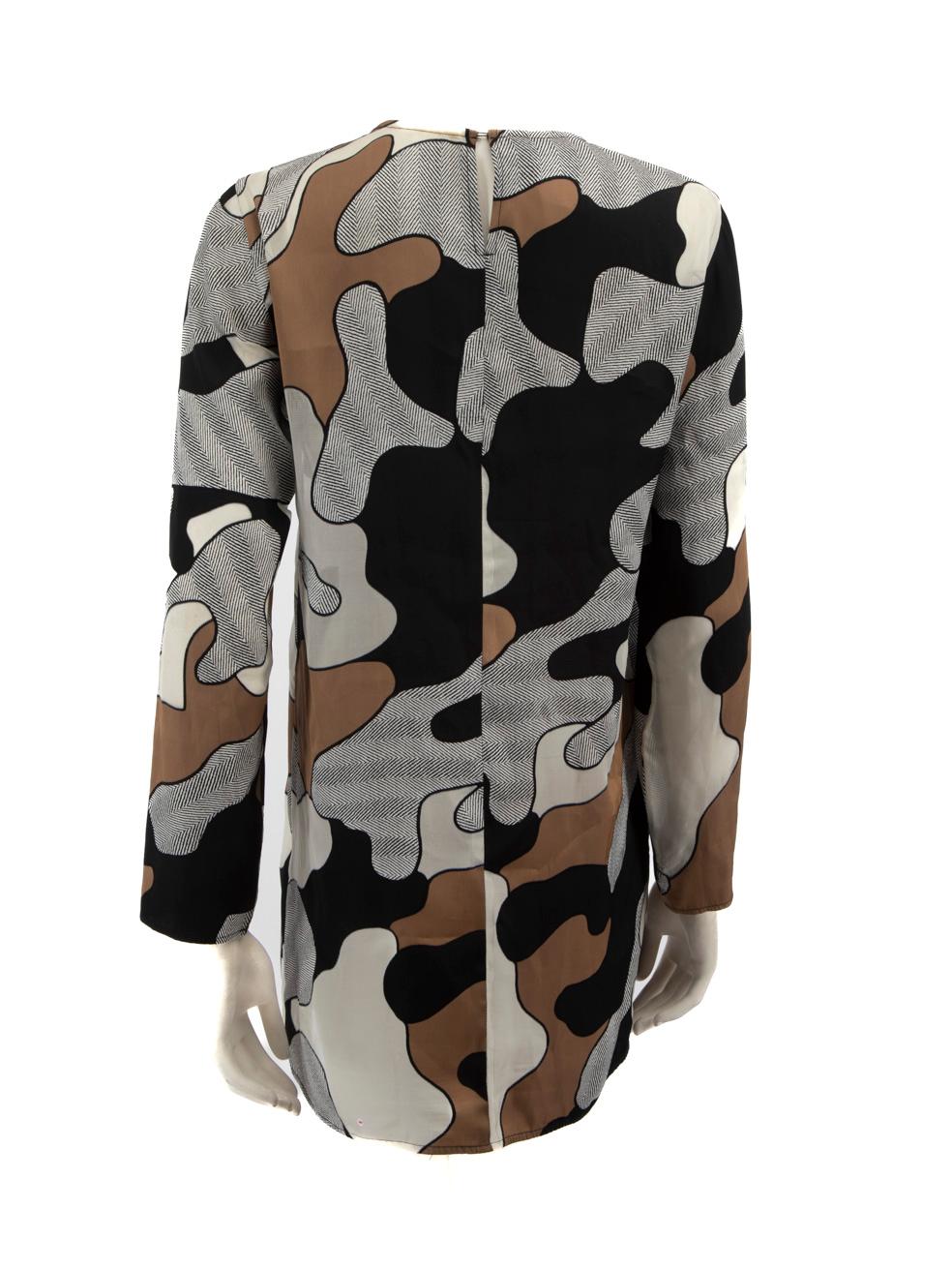 Max Mara Mini Vestido de Manga Larga con Estampado Abstracto Talla S Gris en venta