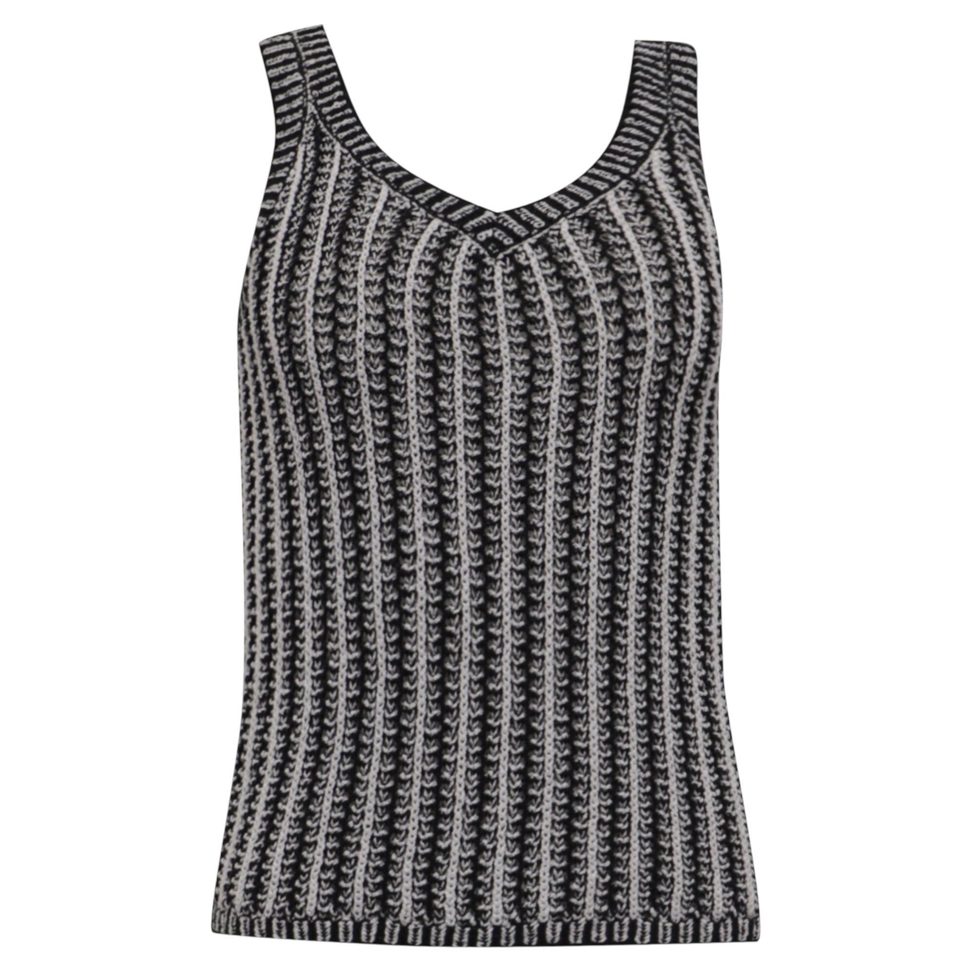Max Mara Arrigo Sleeveless Striped Knitted Top in Multicolor Cotton For Sale