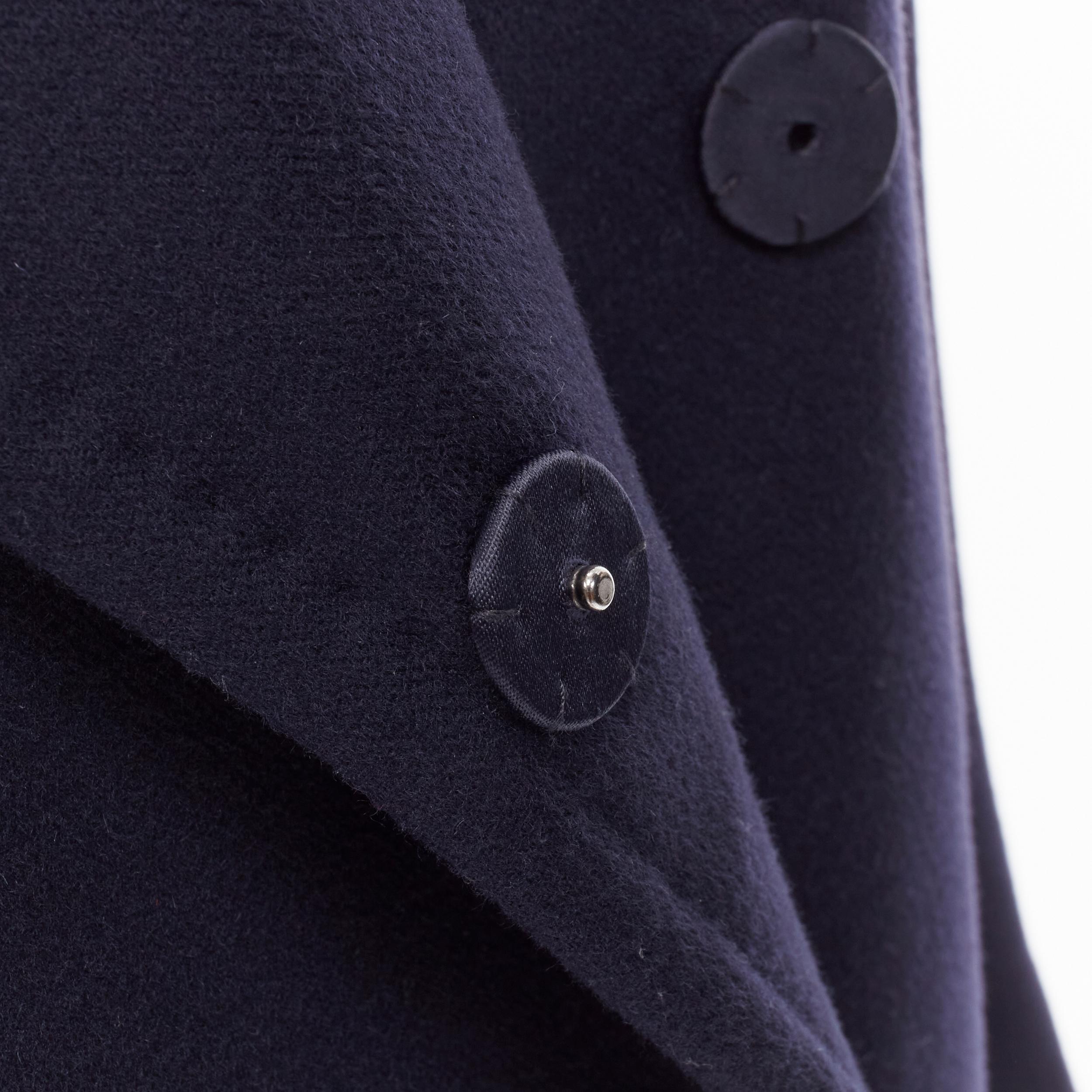 MAX MARA ATELIER navy blue wool cashmere hooded double breasted coat US2 XS 3