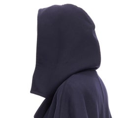 MAX MARA ATELIER navy blue wool cashmere hooded double breasted coat US2 XS