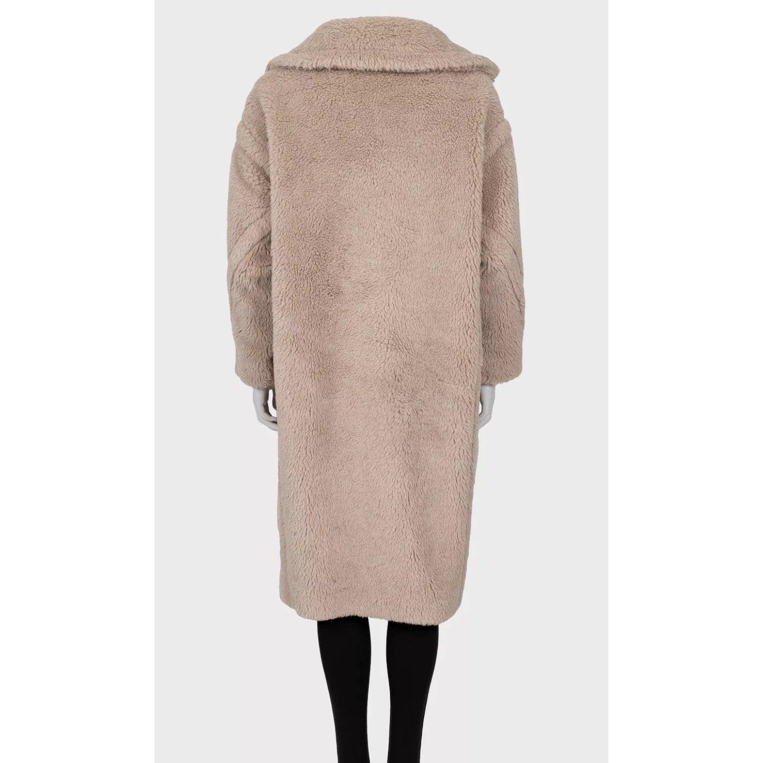 Max Mara Beige Alpaca Wool Silk Double-Breasted Coat Sz.S In condizioni buone in vendita a Krakow, PL