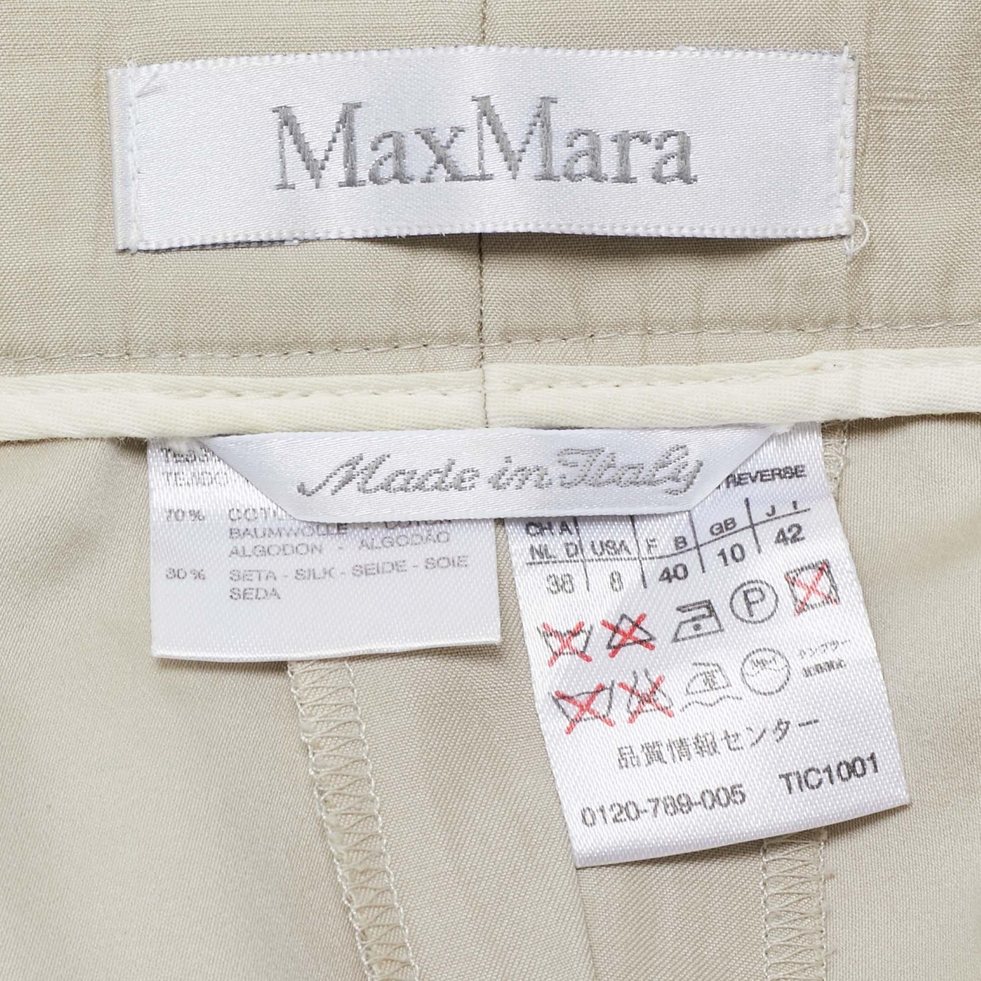 Women's Max Mara Beige Cotton Blend Trousers M For Sale