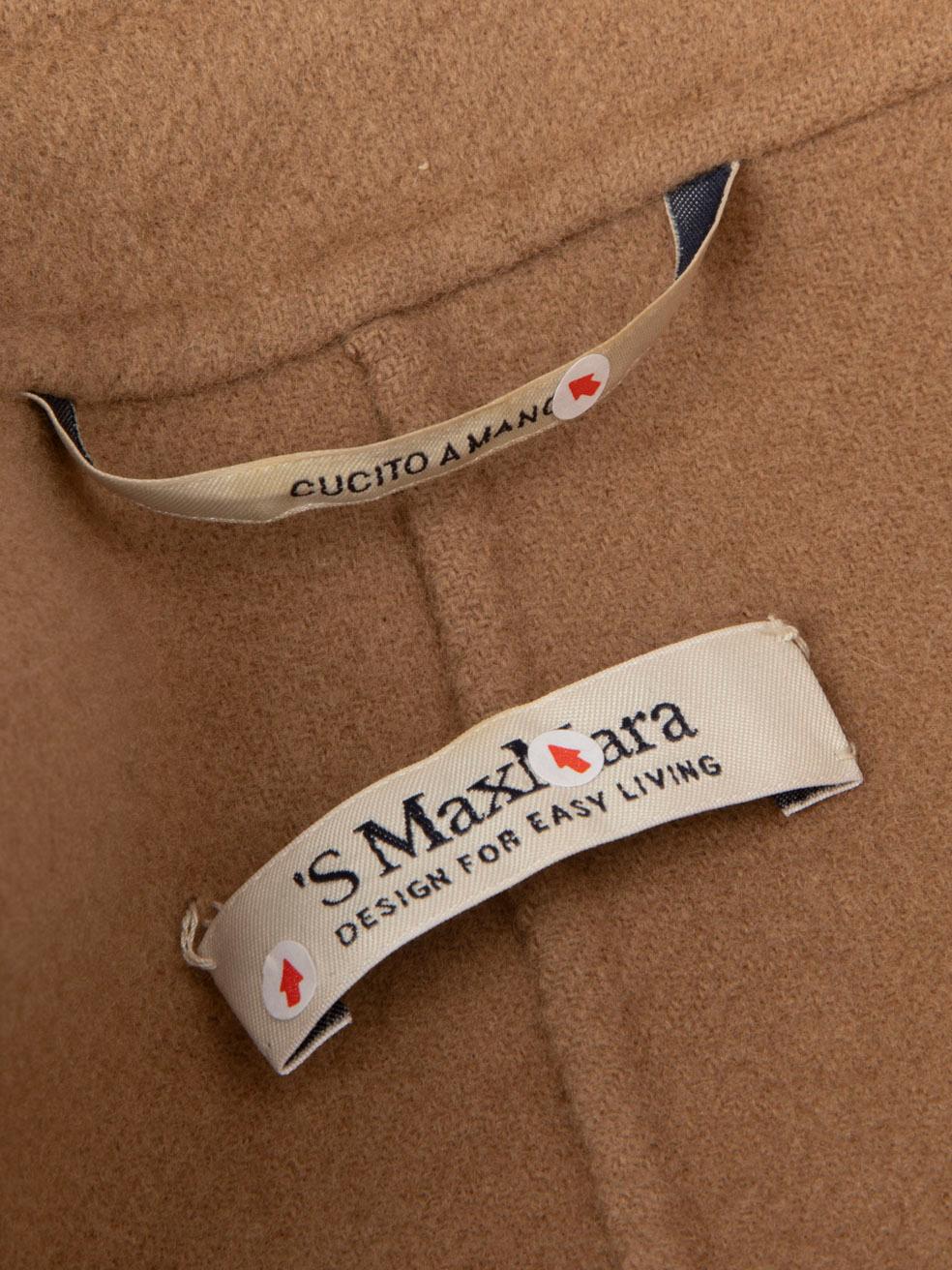 Manteau long Max Mara beige à double boutonnage en laine, taille S en vente 3