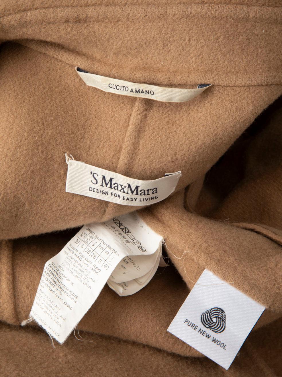 Manteau long Max Mara beige à double boutonnage en laine, taille S en vente 4