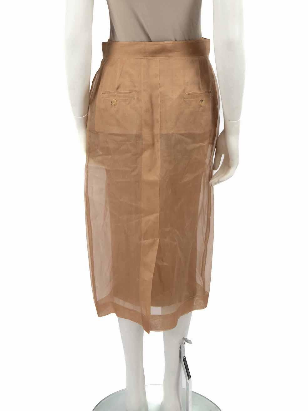 Max Mara Beige Sheer Midi Skirt Size M In Good Condition For Sale In London, GB