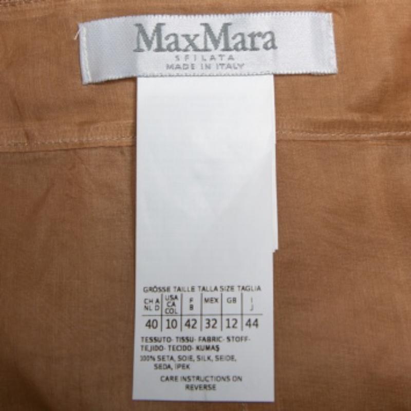 Max Mara Beige Silk Sheer Pencil Skirt M For Sale 4