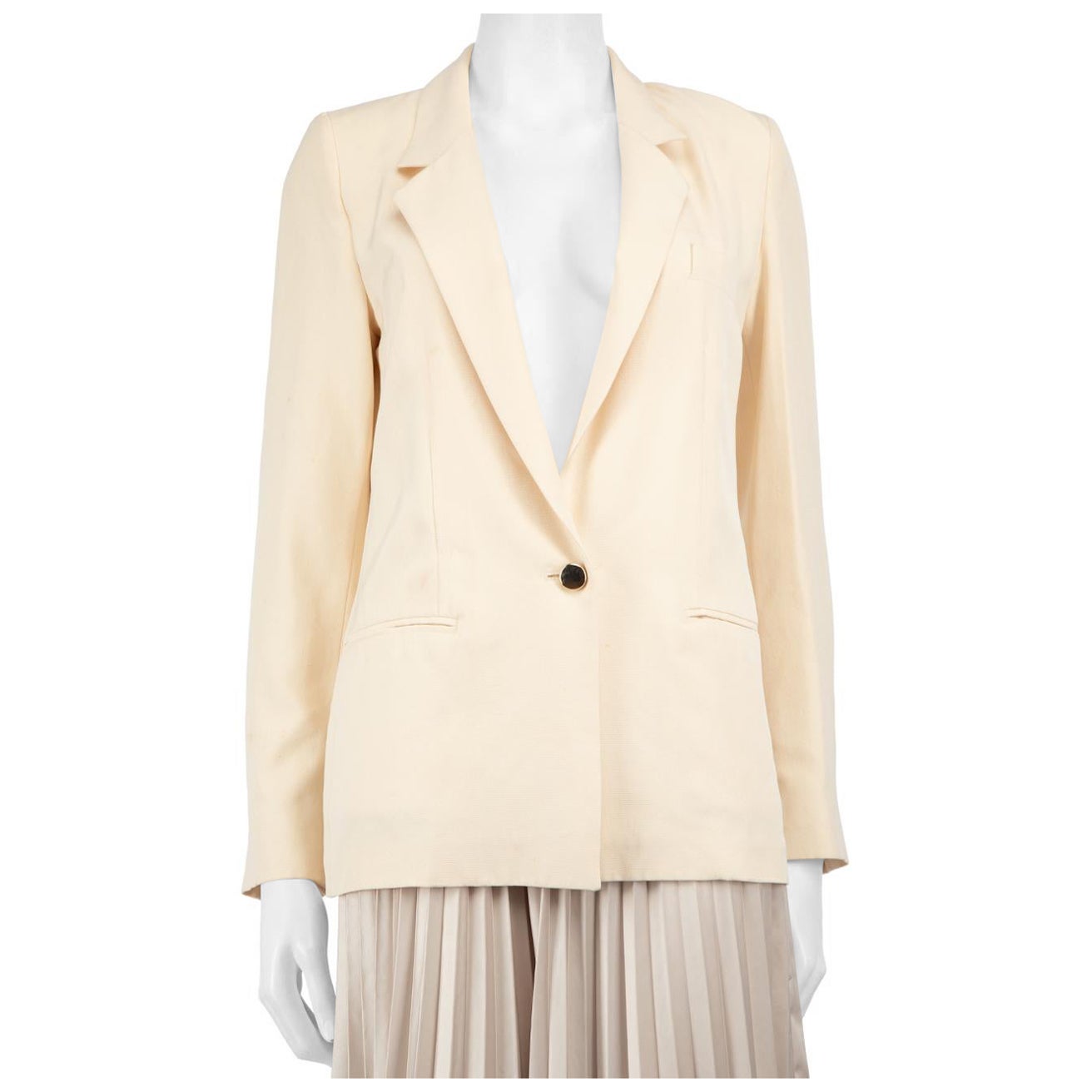 Max Mara Blazer monopetto in seta beige Taglia M