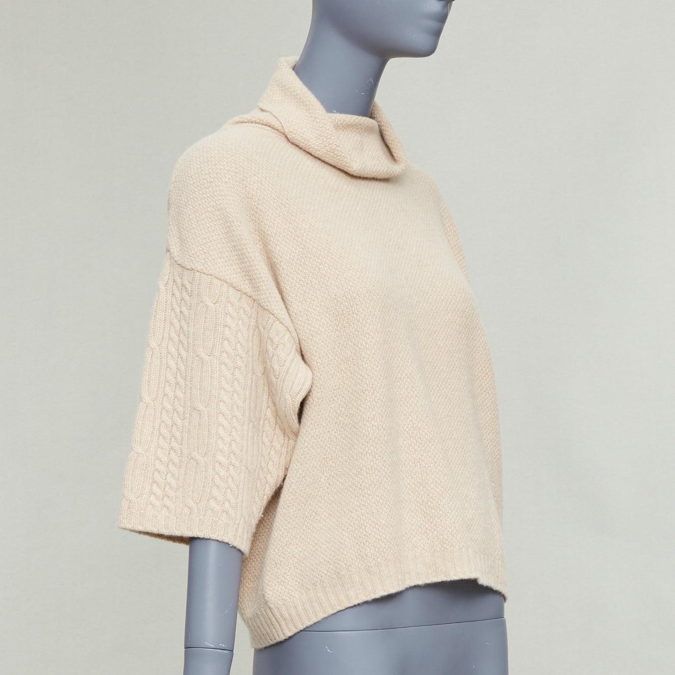 Beige MAX MARA maglione beige in lana vergine e cachemire con maniche in maglia a filo S in vendita