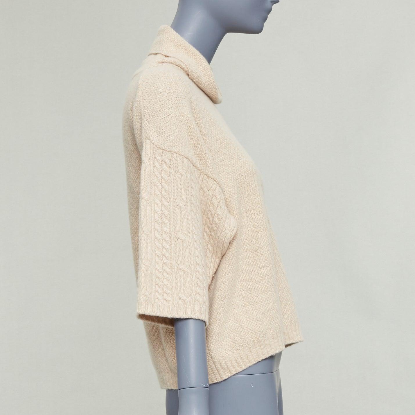 MAX MARA maglione beige in lana vergine e cachemire con maniche in maglia a filo S In condizioni buone in vendita a Hong Kong, NT
