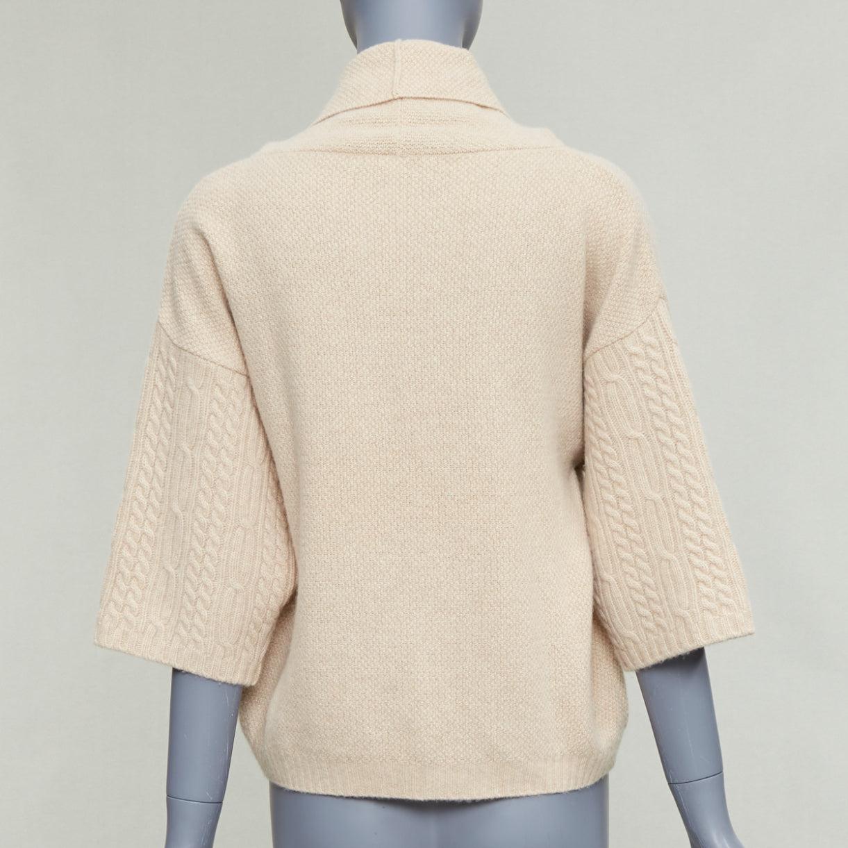 Donna MAX MARA maglione beige in lana vergine e cachemire con maniche in maglia a filo S in vendita
