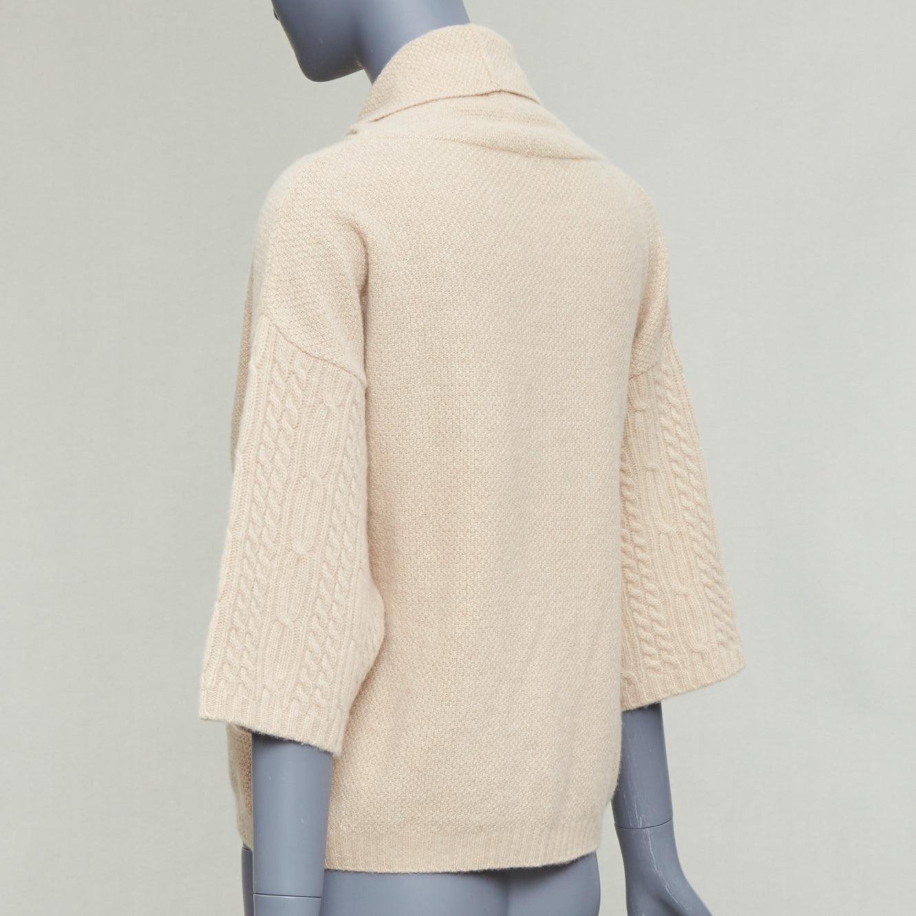 MAX MARA maglione beige in lana vergine e cachemire con maniche in maglia a filo S in vendita 1
