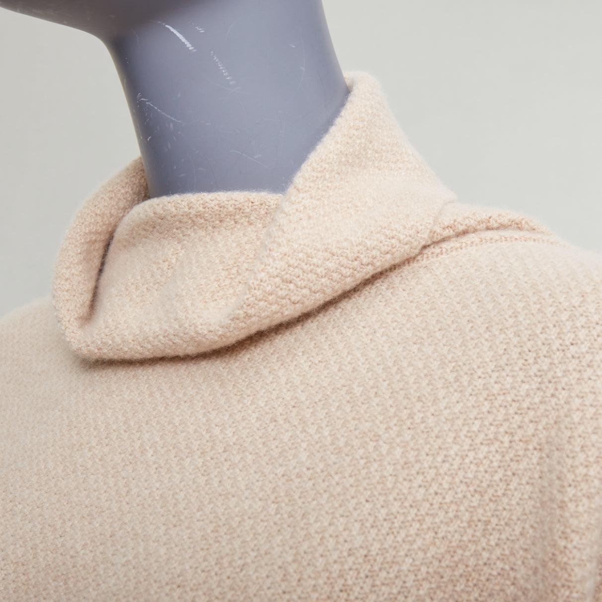 MAX MARA maglione beige in lana vergine e cachemire con maniche in maglia a filo S in vendita 2