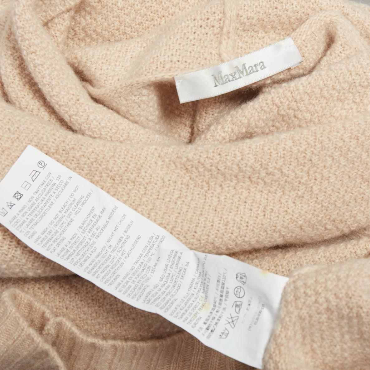 MAX MARA maglione beige in lana vergine e cachemire con maniche in maglia a filo S in vendita 3