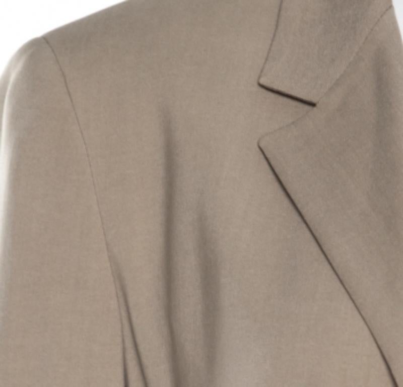 Max Mara Beige Wolle und Seide Front Krawattendetail Blazer L im Zustand „Gut“ im Angebot in Dubai, Al Qouz 2