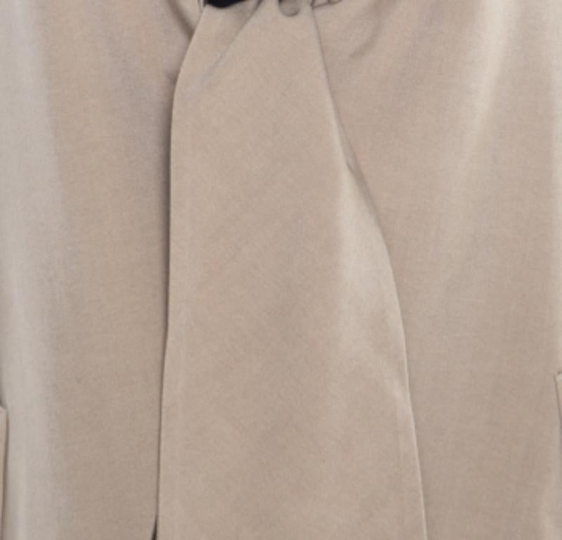 Max Mara Beige Wolle und Seide Front Krawattendetail Blazer L im Angebot 2