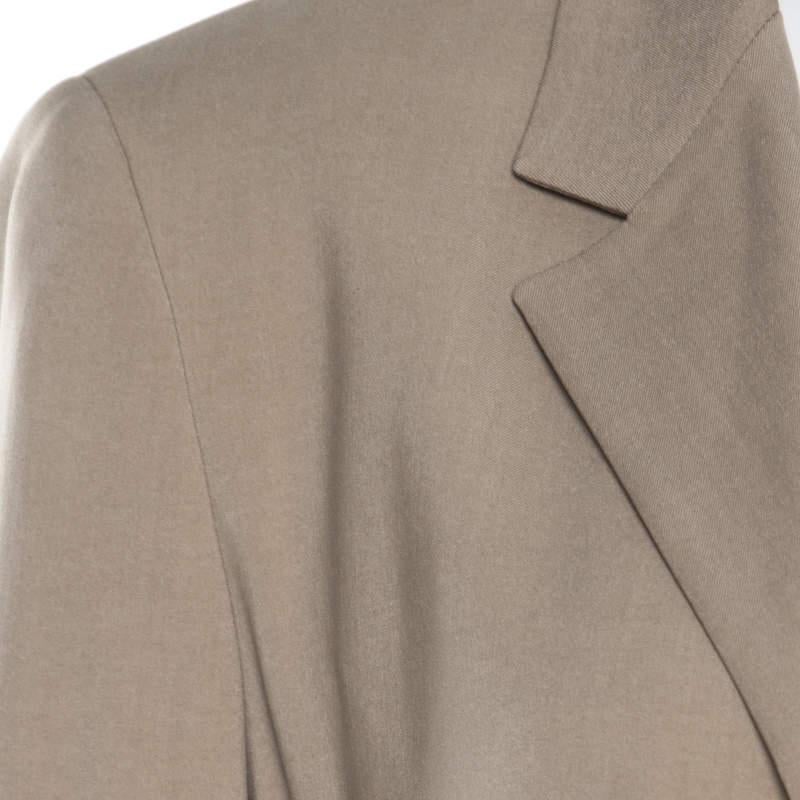 Max Mara Beige Wool and Silk Front Tie Detail Blazer L For Sale 3
