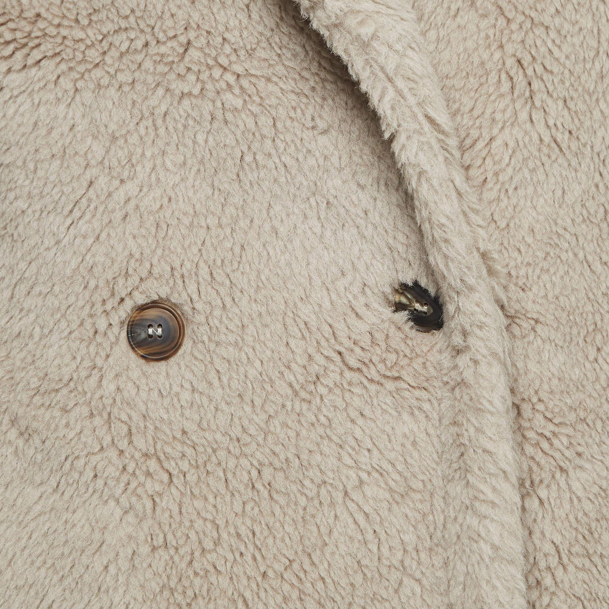 Women's Max Mara Beige Wool Teddy Bear Double Breasted Coat S