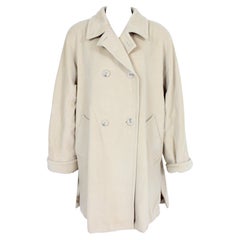 Max Mara - Manteau surdimensionné classique en laine beige, années 90