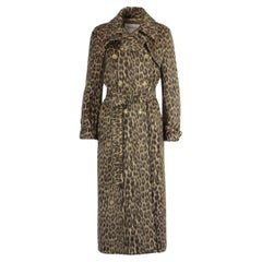 Max Mara Belted Leopard Print Wool Blend Coat It 44 Uk 10