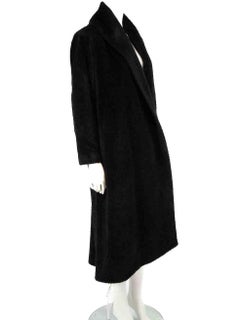 Max Mara Black Alpaca Wool Long Coat Size L