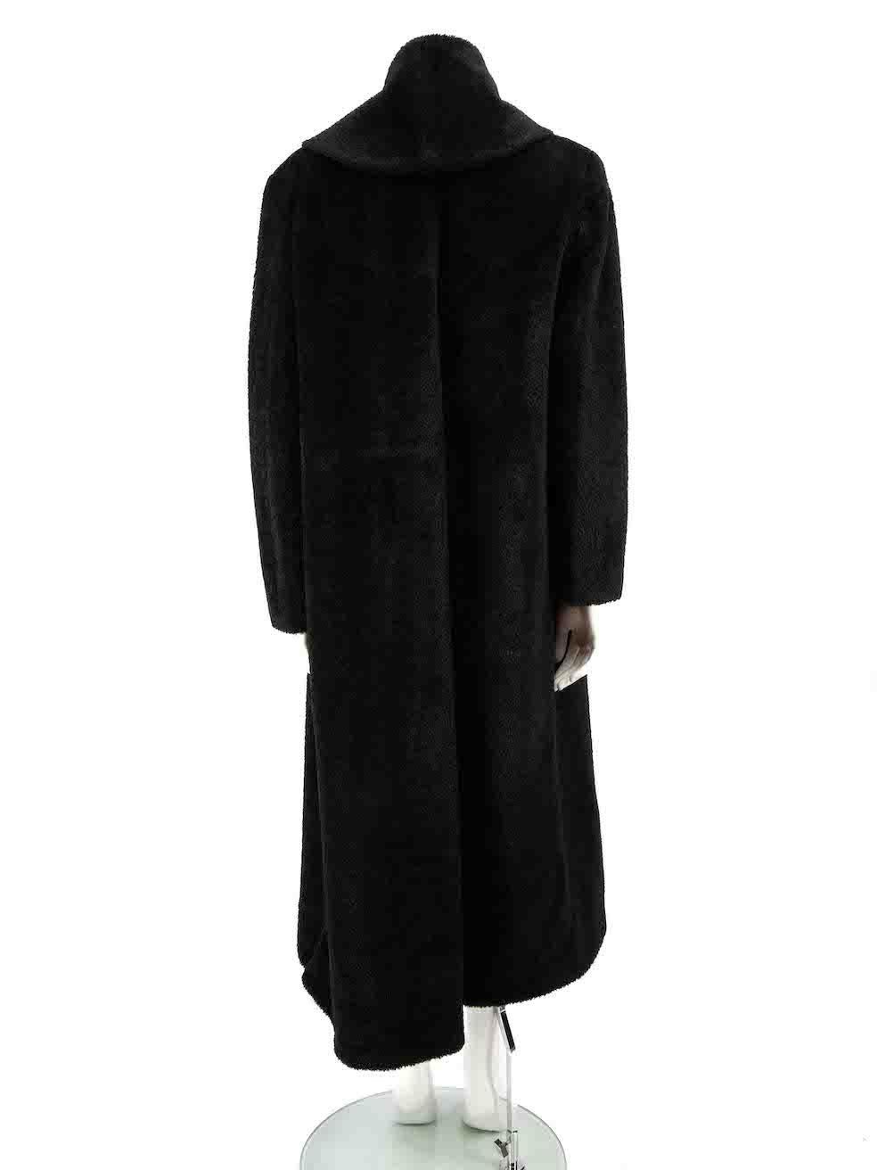 Max Mara Black Alpaca Wool Long Coat Size L In Excellent Condition In London, GB