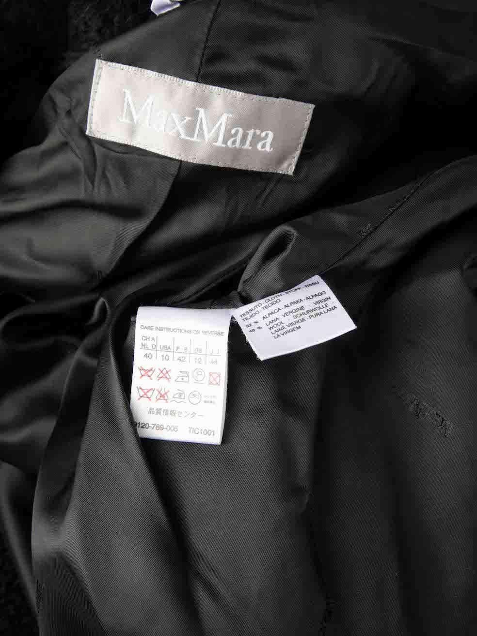 Women's Max Mara Black Alpaca Wool Long Coat Size L For Sale