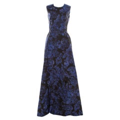 Max Mara Robe sans manches en acinoso imprimé floral noir et bleu S